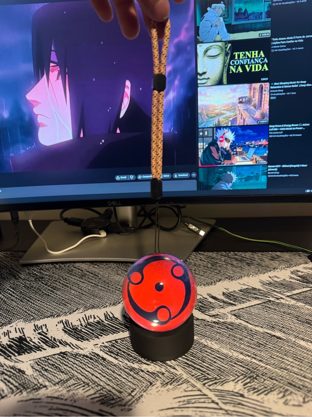 Red Sharingan LED Display Sphere with Black Stand